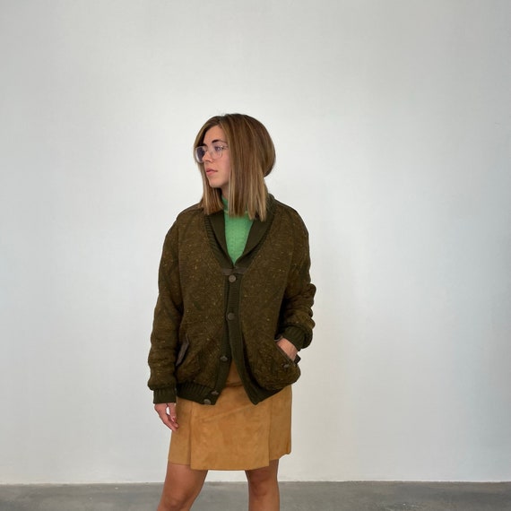 Bomber Jacket Vintage 80s Maxi Sweater Vintage Chunky Cardigan