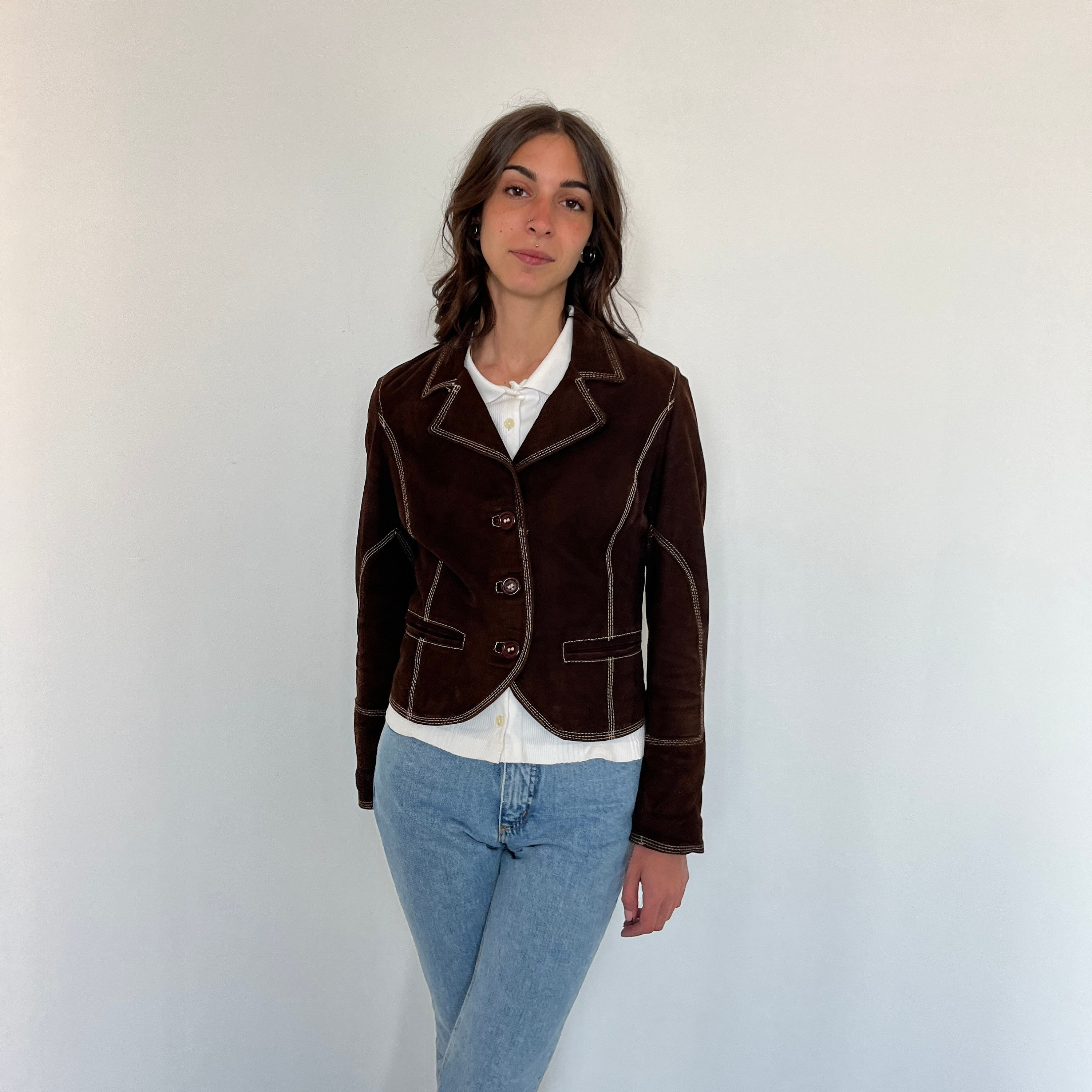 xs/s Vintage suede blazer / brown leather jacket / suede jacket / leather vintage jacket / women's suede blazer / brown suede jacket