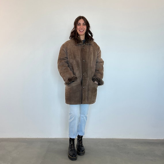 Original Shearling vintage / montone donna vintage marrone/ sheepskin coat vintage / sheepskin jacket / shearling coat oversize vintage