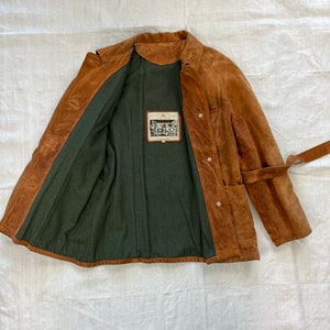 Vintage heavy suede jacket/ vintage leather padded jacket/ women vintage suede winter jacket/ heavy leather trench jacket image 9