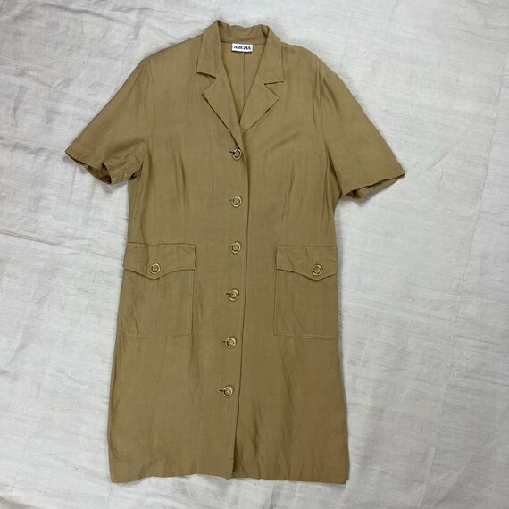 Safari with straps Vintage 70s dress / beige safa… - image 9
