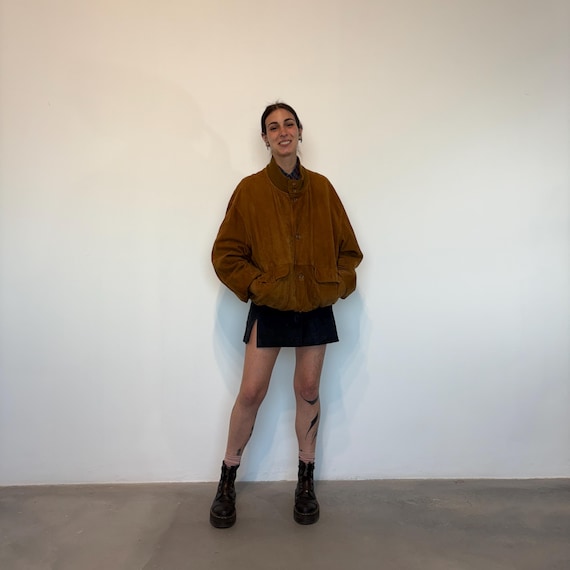 oversize giacca suede vintage / giacca suede vintage / giacca pelle marrone / bomber donna oversize suede / giacca di pelle oversize marrone