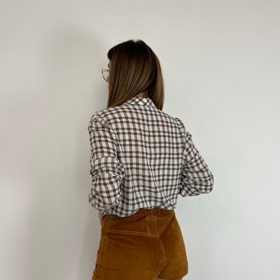 Check patterned vintage 70s blouse / vintage tart… - image 7