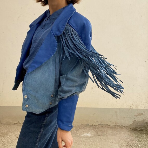 Fringed leather suede jacket Vintage suede leather