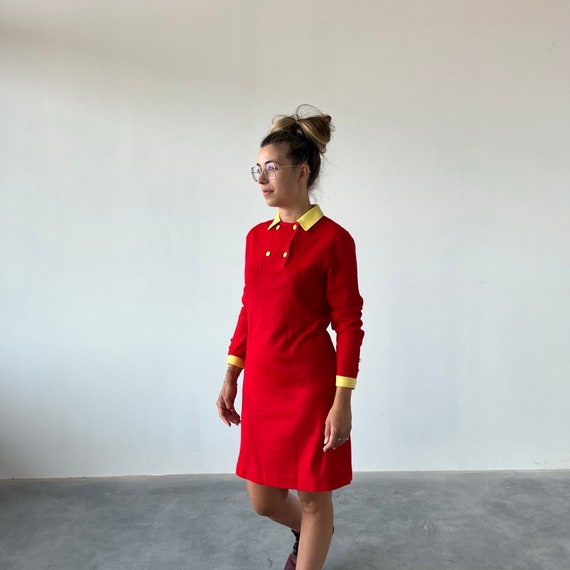 POP 70s Vintage Dress / Red Midi Dress / 70s Pop Vintage Dress  