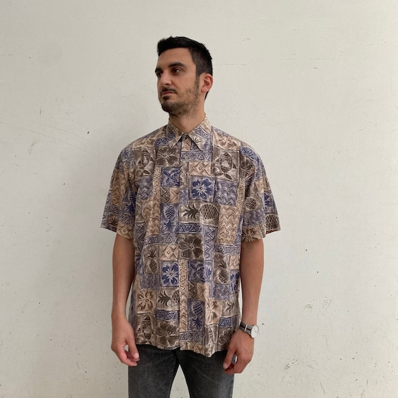 PIERRE CARDIN Vintage Hawaiian Shirt / Pineapple Print Hawaiian  