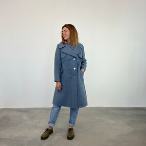 70s vintage blue coat / Vintage light blue coat / Vintage women's wool coat / Long A line vintage coat / Vintage women's coat image 2