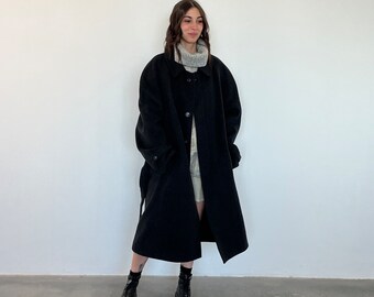 Oversized vintage 80s gray coat / Vintage raglan coat / Vintage women's coat / oversized women's trench coat / wool cashmere coat