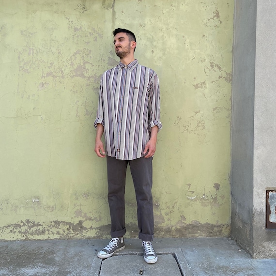 XL Oversize MARLBORO Vintage 90s striped shirt Mar