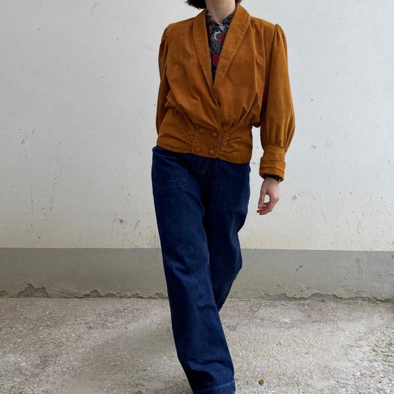 Vintage suede blazer 70s /tan brown suede jacket /