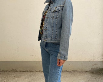 LEE Vintage 70s denim jacket / Lee cobalt blue jeans jacket / Lee patchwork women's denim jacket / patches denim jacket Lee women vintage