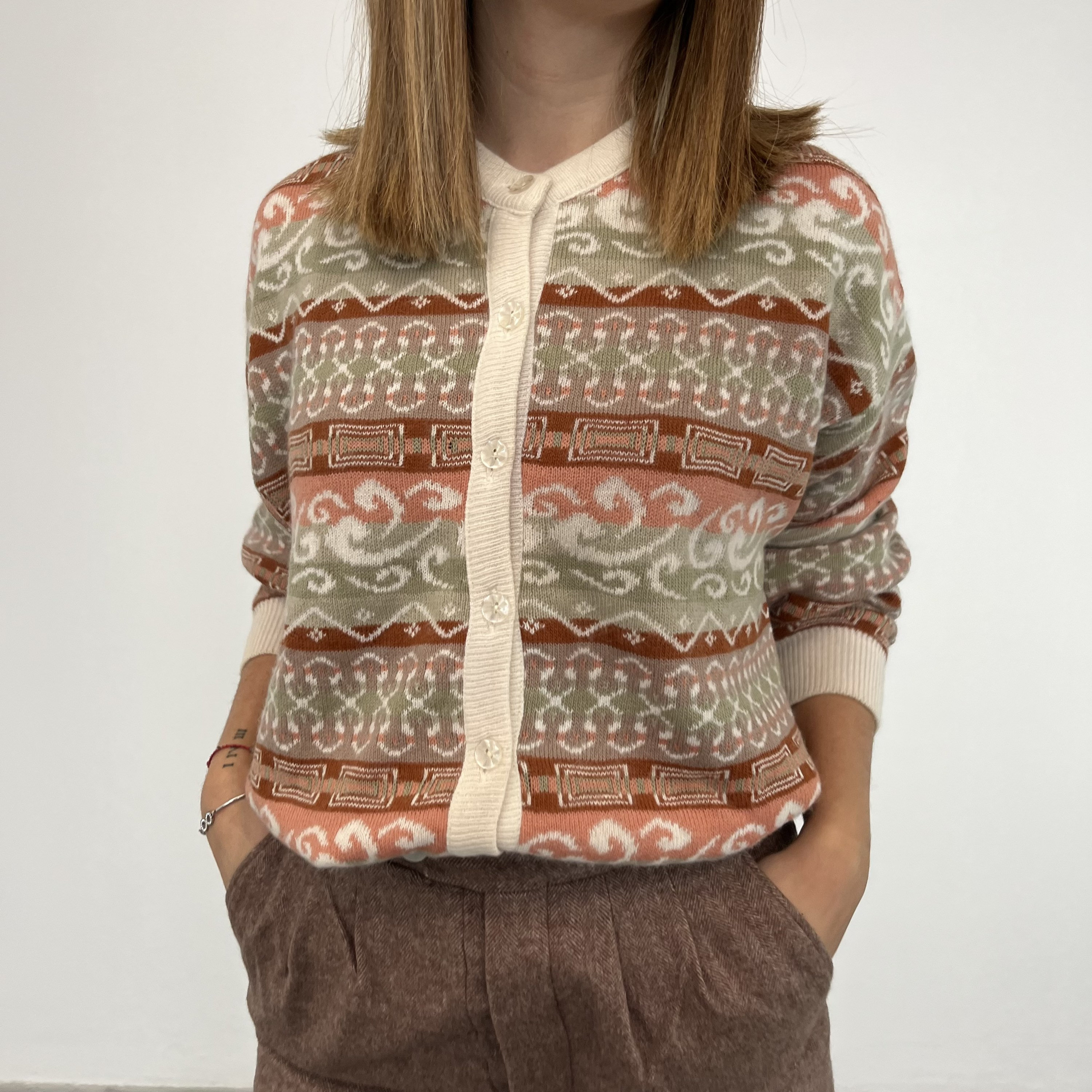 ANGORA + WOOL Vintage 80s cardigan / Vintage angora women's cardigan / Vintage wool and angora women's cardigan / Vintage patterned women's cardigan
