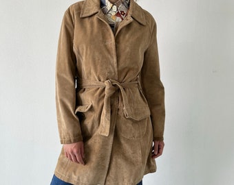 70s vintage suede jacket / women's suede jacket / vintage suede leather jacket / women's beige suede jacket / leather jacket