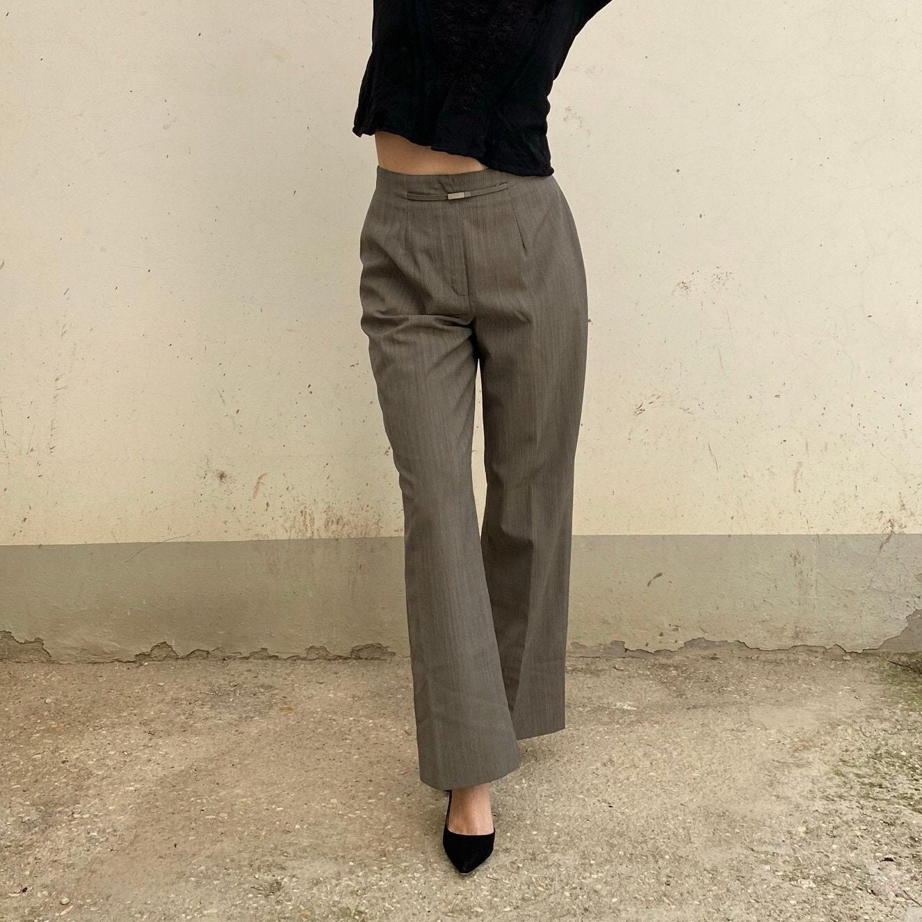 EU38 Pinstripe Vintage High-waisted 