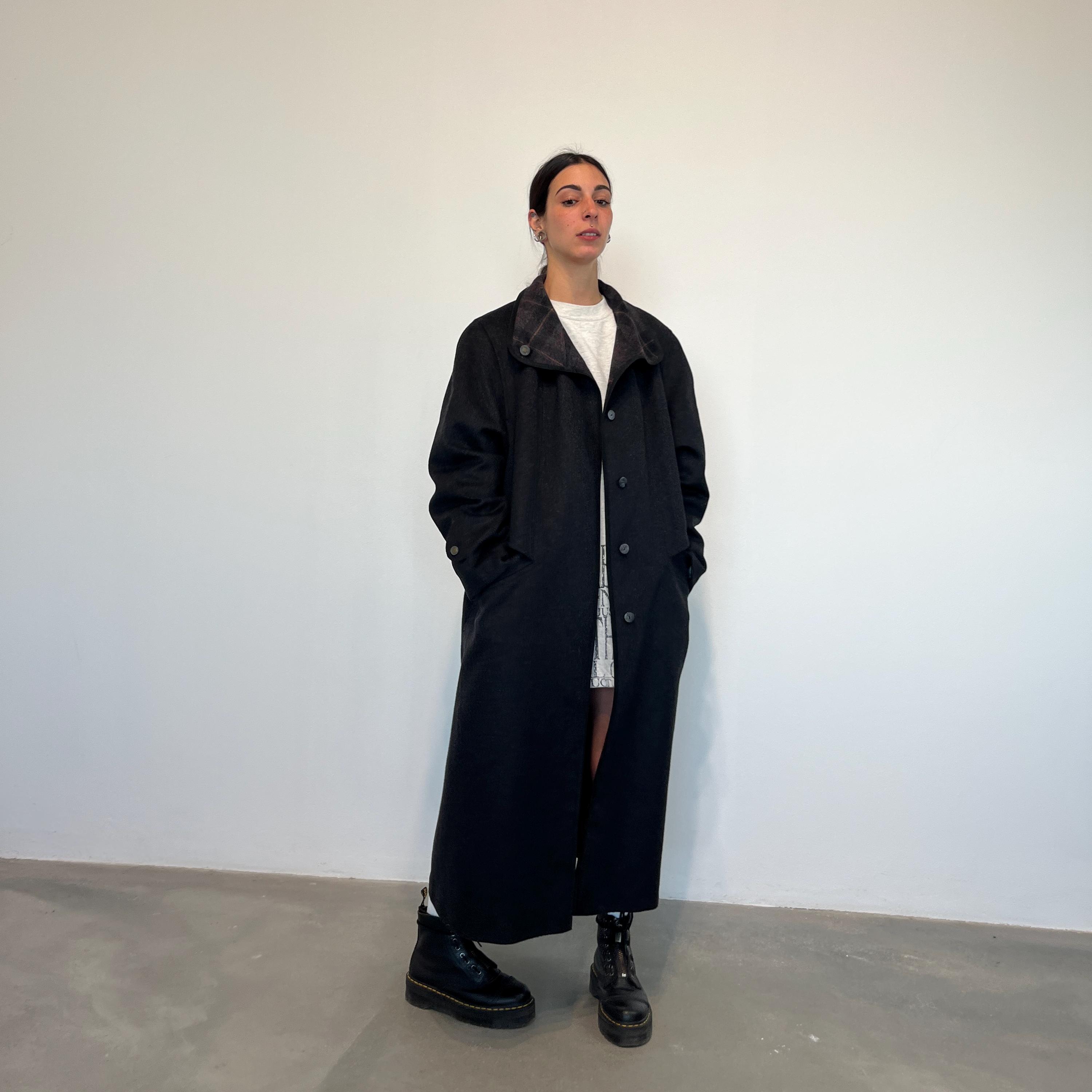 WOOL + ALPACA Coat Grey 80s / Long Vintage Women's Coat Grey