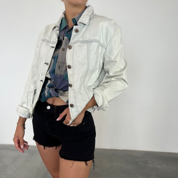 Valentino vintage denim jacket 90s / Valentino wh… - image 3