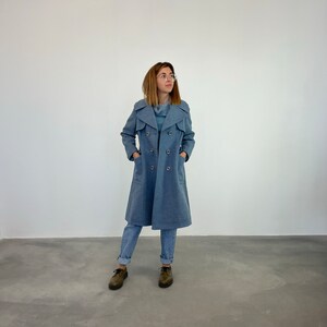 70s vintage blue coat / Vintage light blue coat / Vintage women's wool coat / Long A line vintage coat / Vintage women's coat image 4
