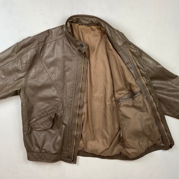 Large 80s Vintage Dove Leather Jacket Vintage Men's Leather Jacket Leather Biker Leather Nail Leather, Men's Leather Bomber Jacket