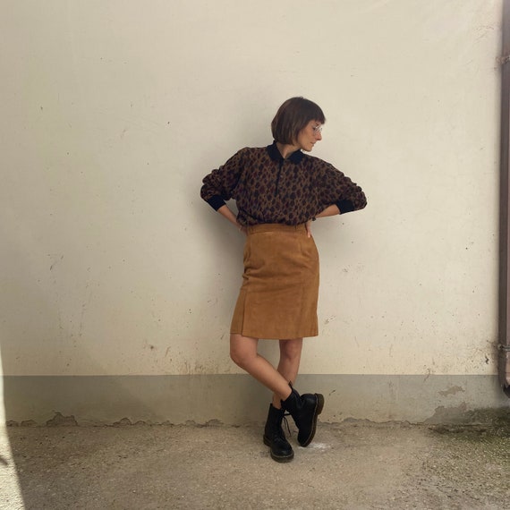Vintage suede skirt 70s Suede skirt Suede skirt /