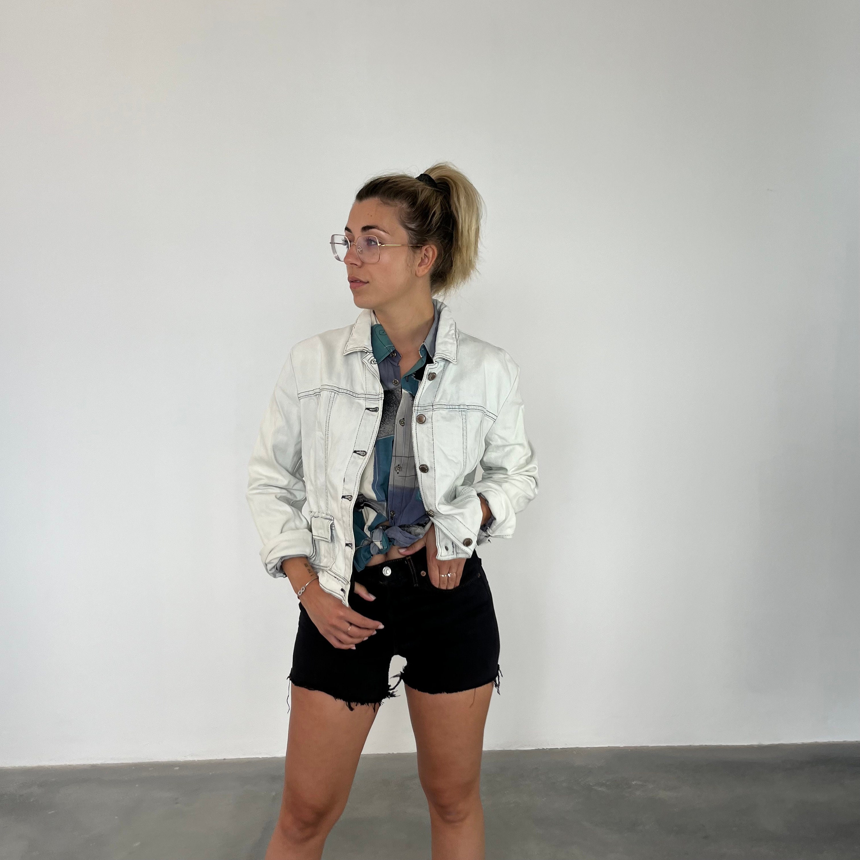 Valentino Vintage Denim Jacket 90s Valentino White Vintage Denim