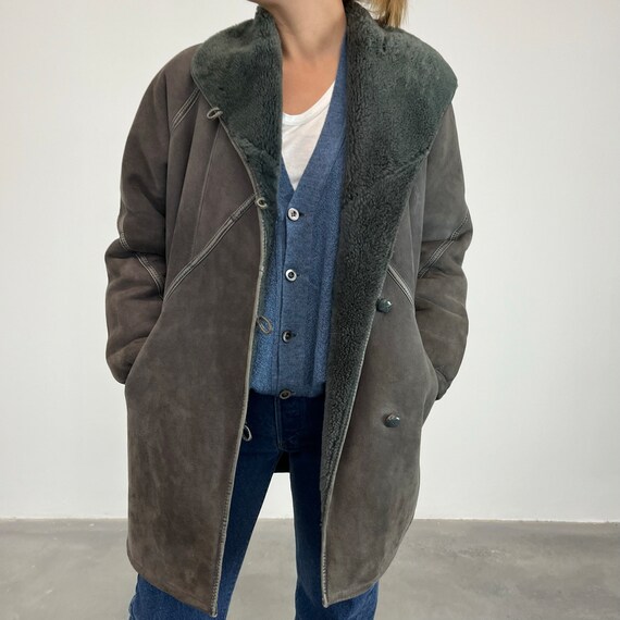 Original 80s vintage shearling / gray vintage wom… - image 4