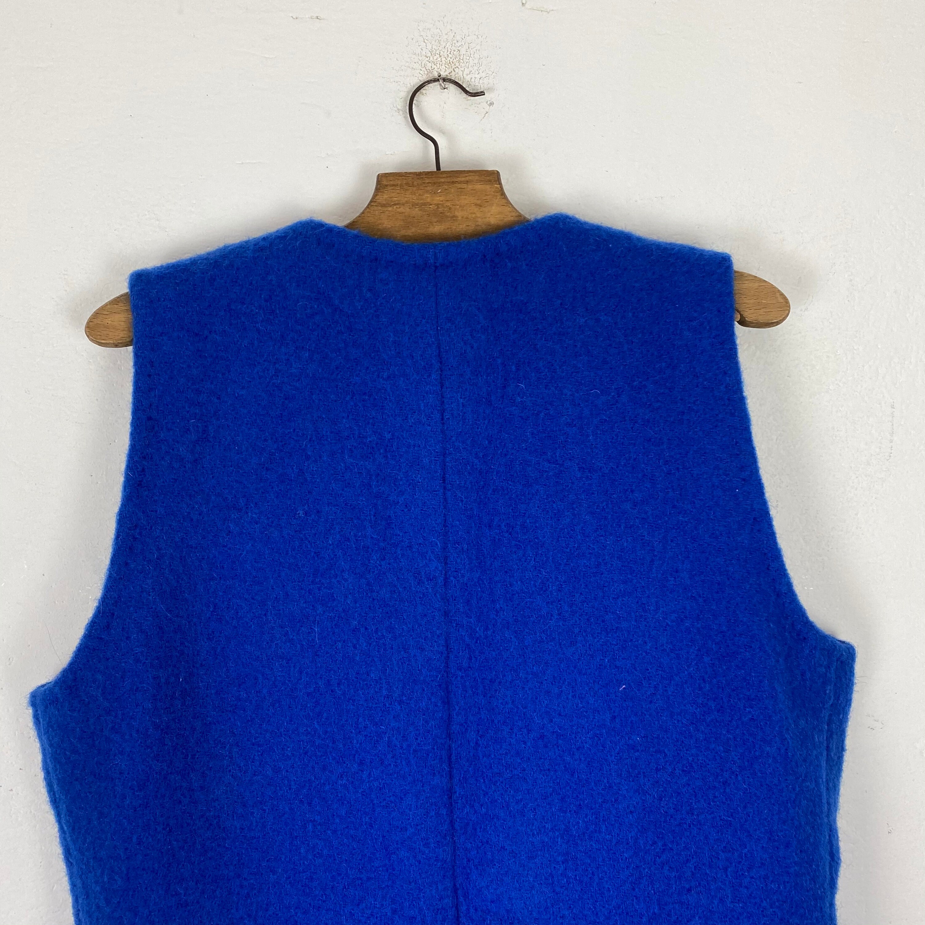 Vintage electric blue vest / vintage coarse wool vest / slim | Etsy