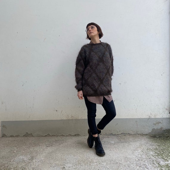Mohair and wool Vintage sweater 80s / vintage brow
