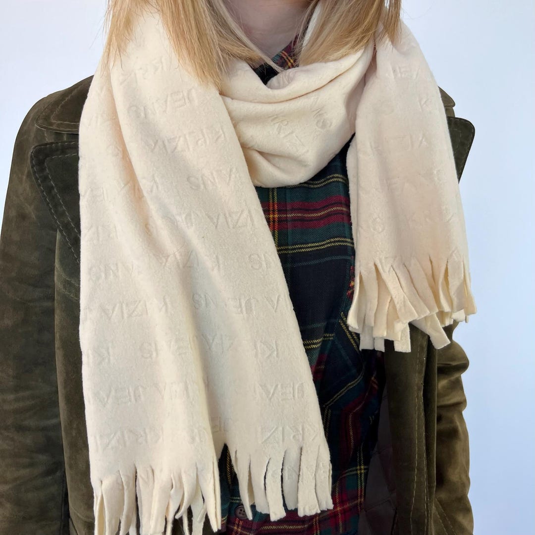 KRIZIA Vintage Warm Fleece Scarf / Vintage Fleece Scarf / Soft