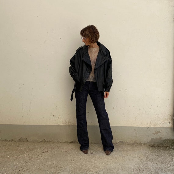80s BIKER JACKET Vintage 80s leather jacket, women