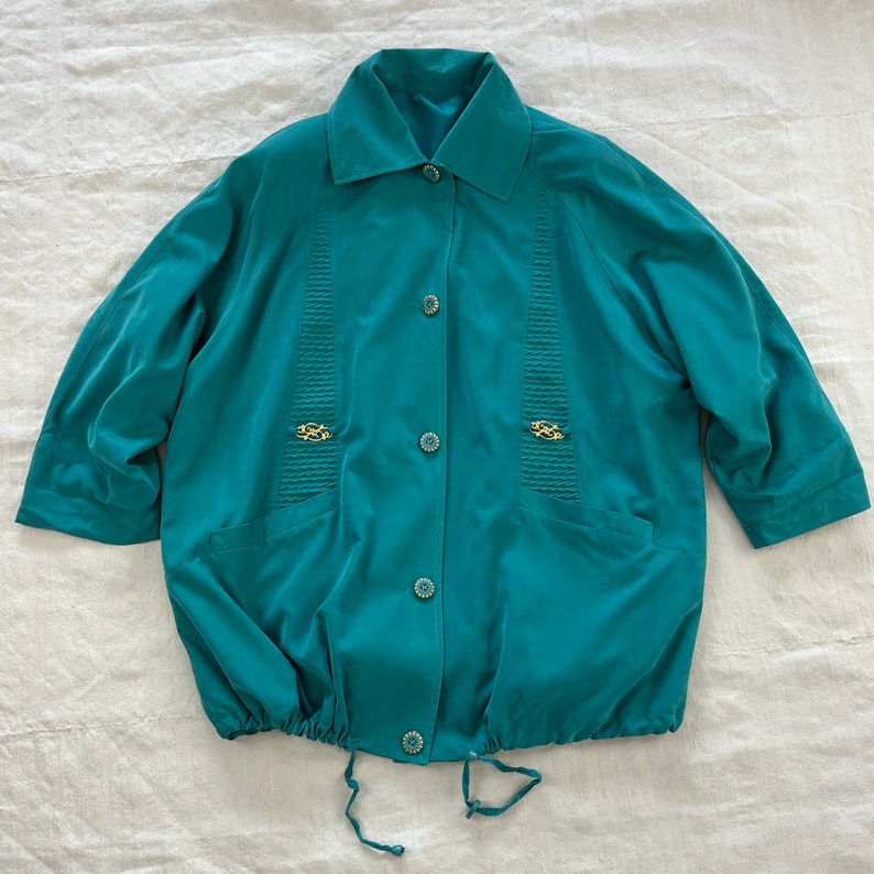 Vintage 80s parka jacket / vintage turquoise parka jacket / vintage summer oversized women's jacket / vintage women's jacket / spring jacket image 9