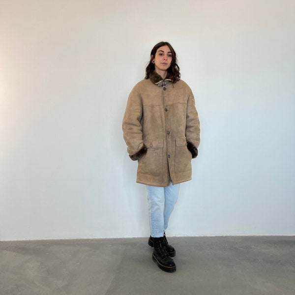 Shearling vintage clair / peau de mouton femme vintage beige / shearling femme / manteau en peau de mouton vintage / manteau shearling / manteau shearl vintage