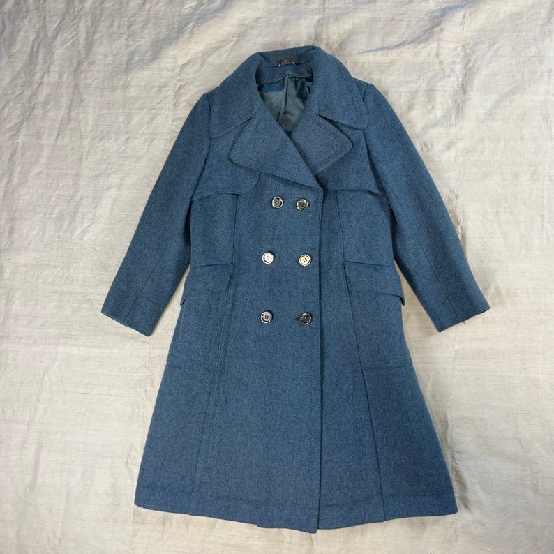 70s vintage blue coat / Vintage light blue coat / Vintage women's wool coat / Long A line vintage coat / Vintage women's coat image 8