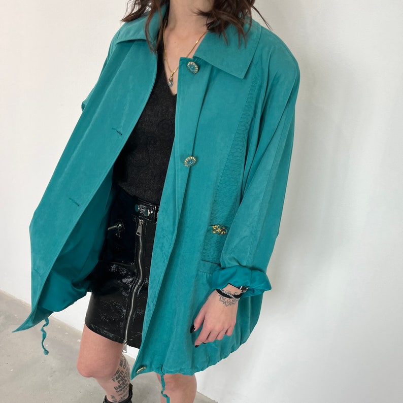 Vintage 80s parka jacket / vintage turquoise parka jacket / vintage summer oversized women's jacket / vintage women's jacket / spring jacket image 5