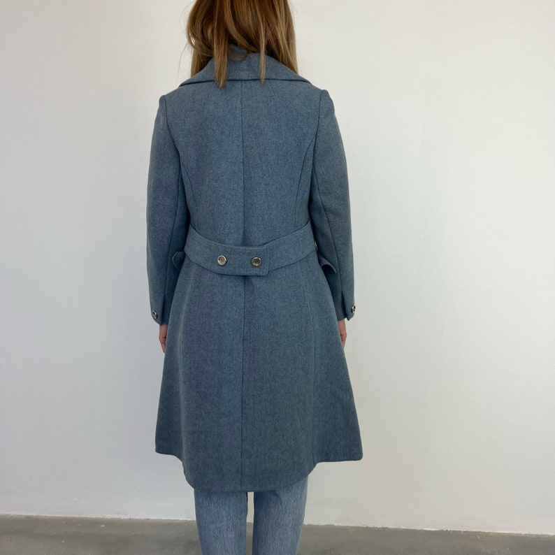 70s vintage blue coat / Vintage light blue coat / Vintage women's wool coat / Long A line vintage coat / Vintage women's coat image 7