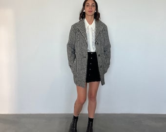 Trussardi 70s vintage wool coat / vintage women's wool coat / Vintage patterned coat / vintage Trussardi houndstood coat