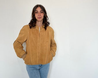 suede+wool suede bomber jacket / Vintage suede jacket / women's oversized leather jacket / vintage suede women's bomber jacket / suede leather bomber jacket