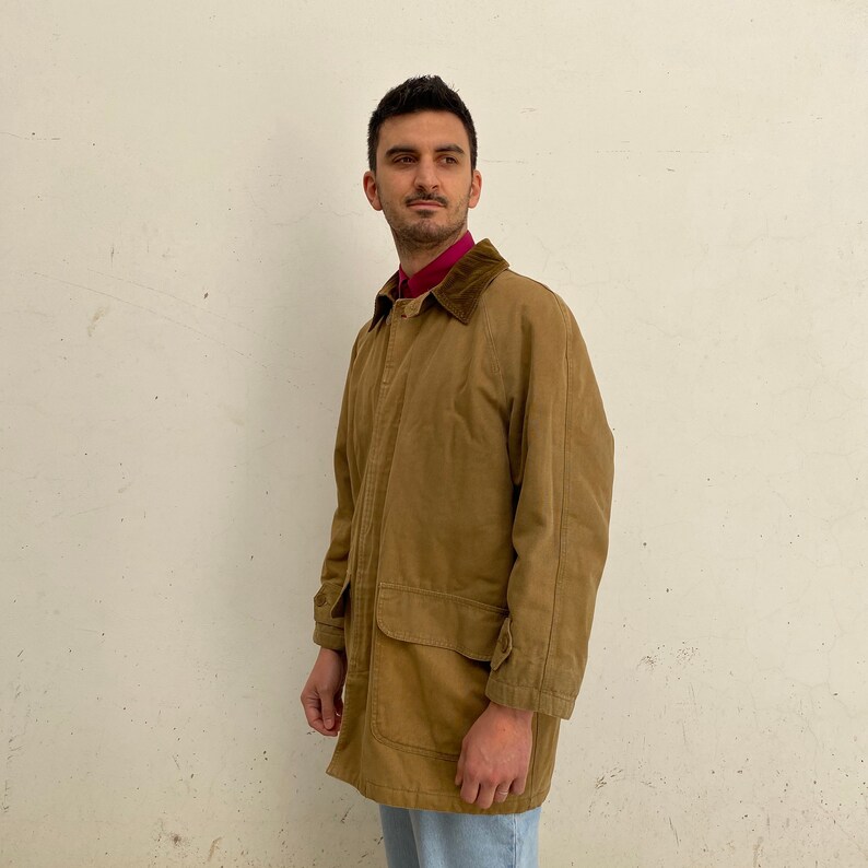 Vintage military jacket Casual men/'s canvas jacket vintage men/'s jacket 80s brown Vintage canvas jacket street wear brown tan
