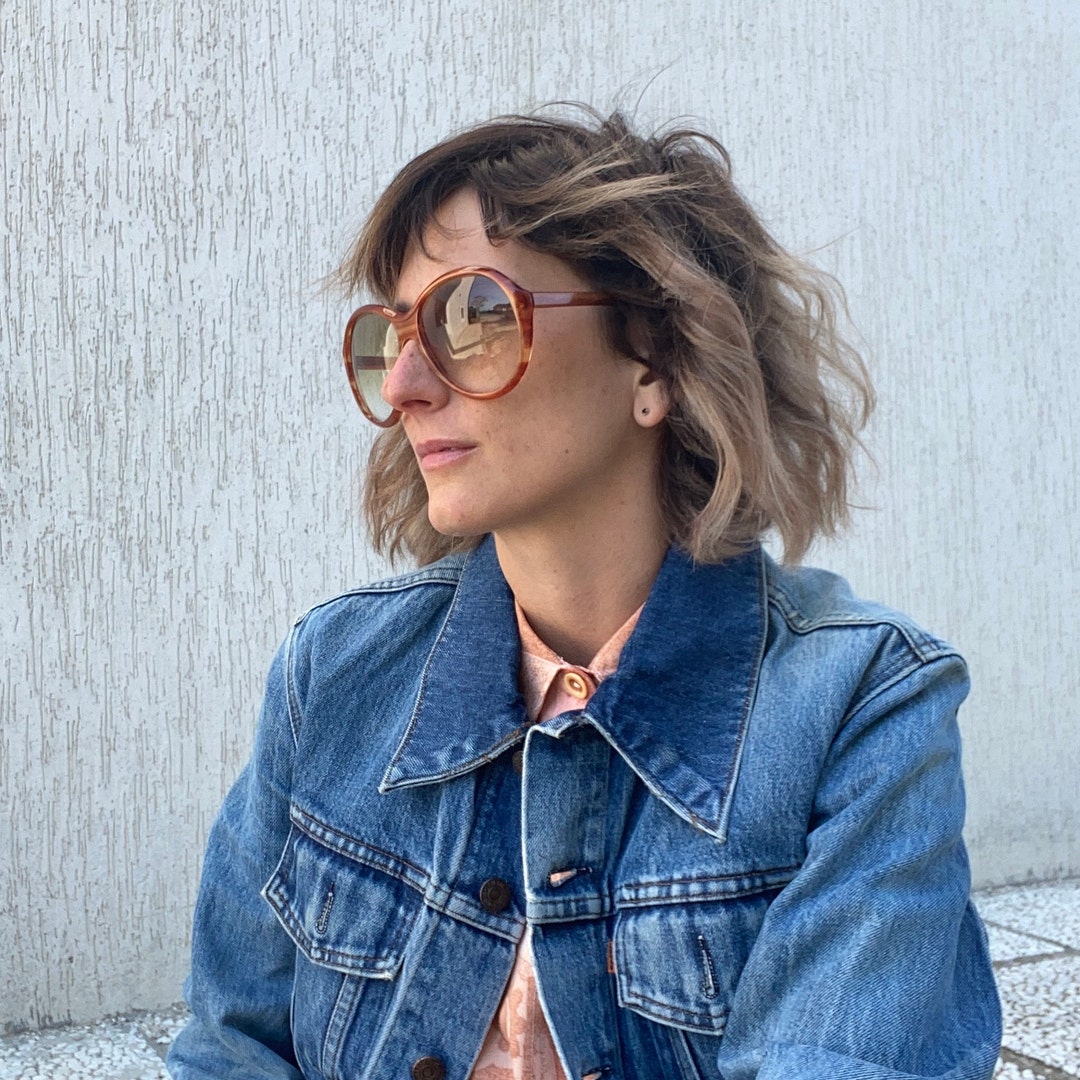 LOZZA Vintage 70s Sunglasses, Oversized Line, Orange Acetate