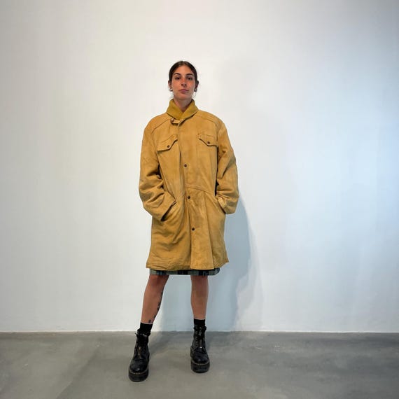 OVERSIZE Suede Jacket vintage 70s / Giacca pelle color cammello / giacca oversize vintage in pelle / Giacca donna lunga in pelle di camoscio