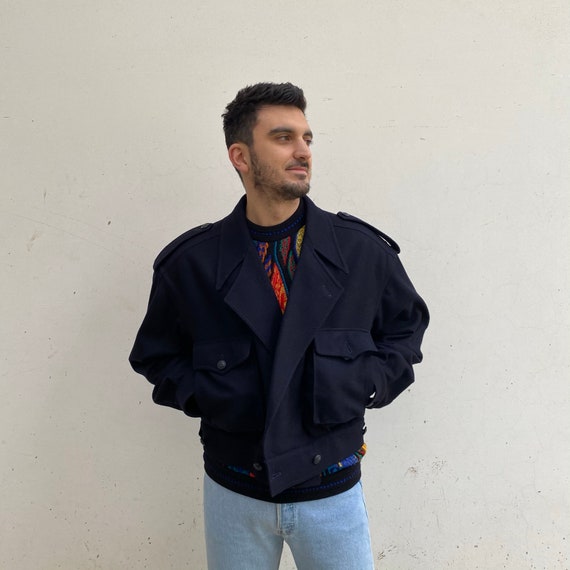 Sailor Pea Blue Wool Coat / Men Sailor pea coat vi