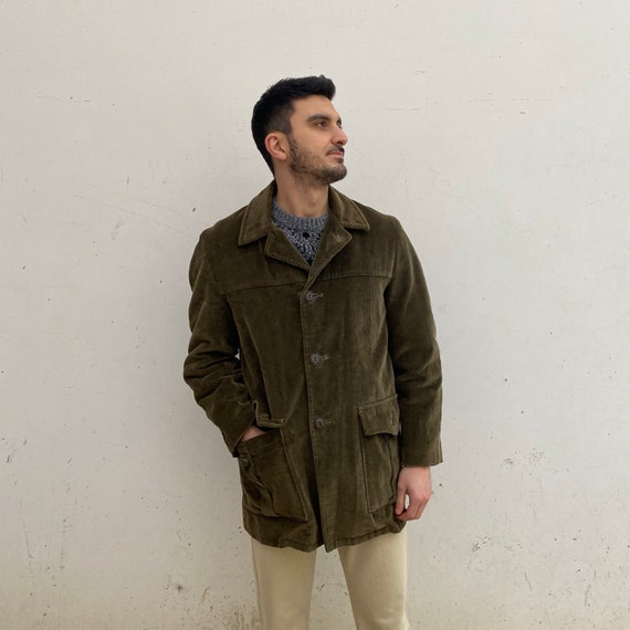 Corduroy vintage coat / Vintage men's coat 70s rib