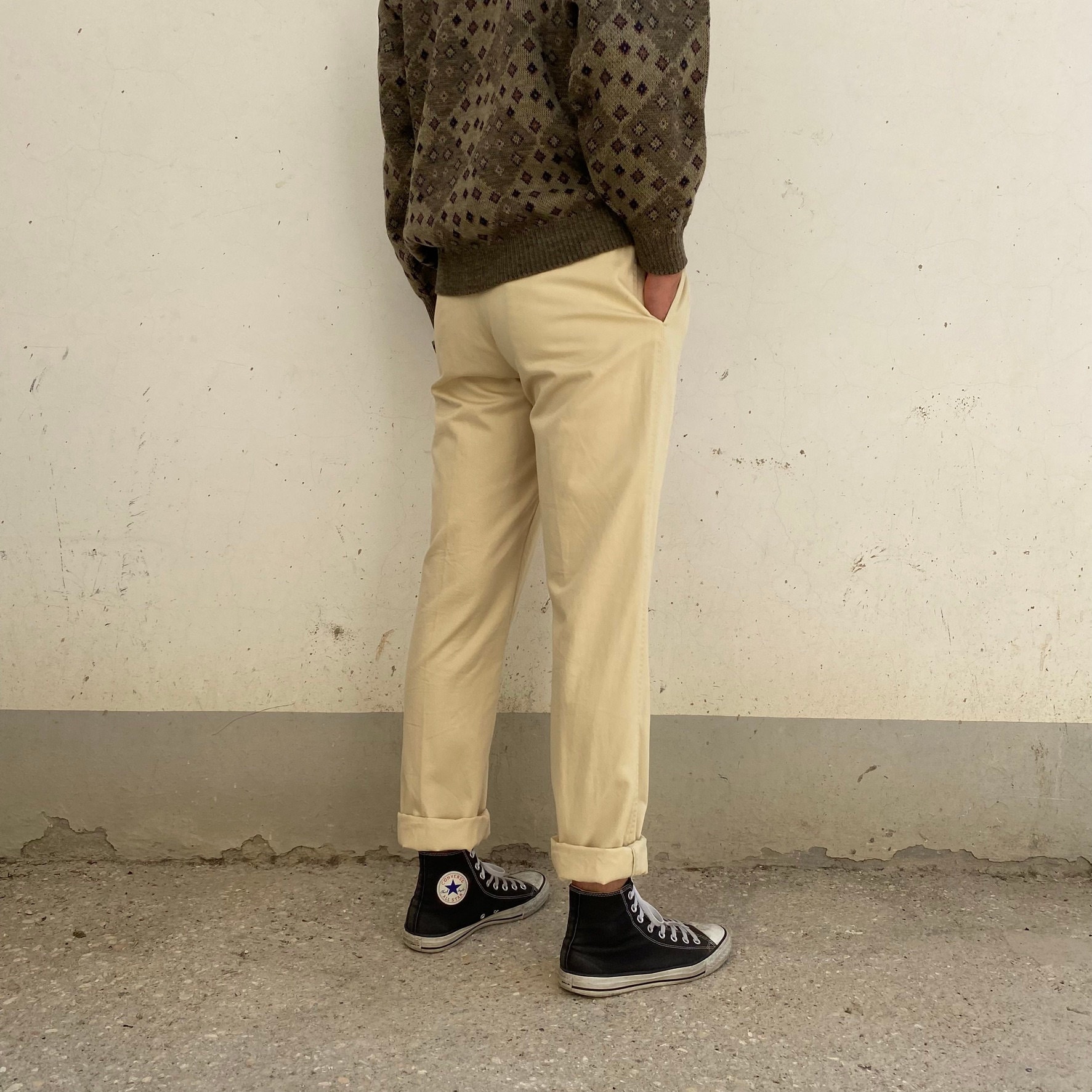 M - 100% cotton 80s vintage trousers / high-waisted men's trousers / vintage chino trousers / vintage cotton trousers / vintage men's trousers