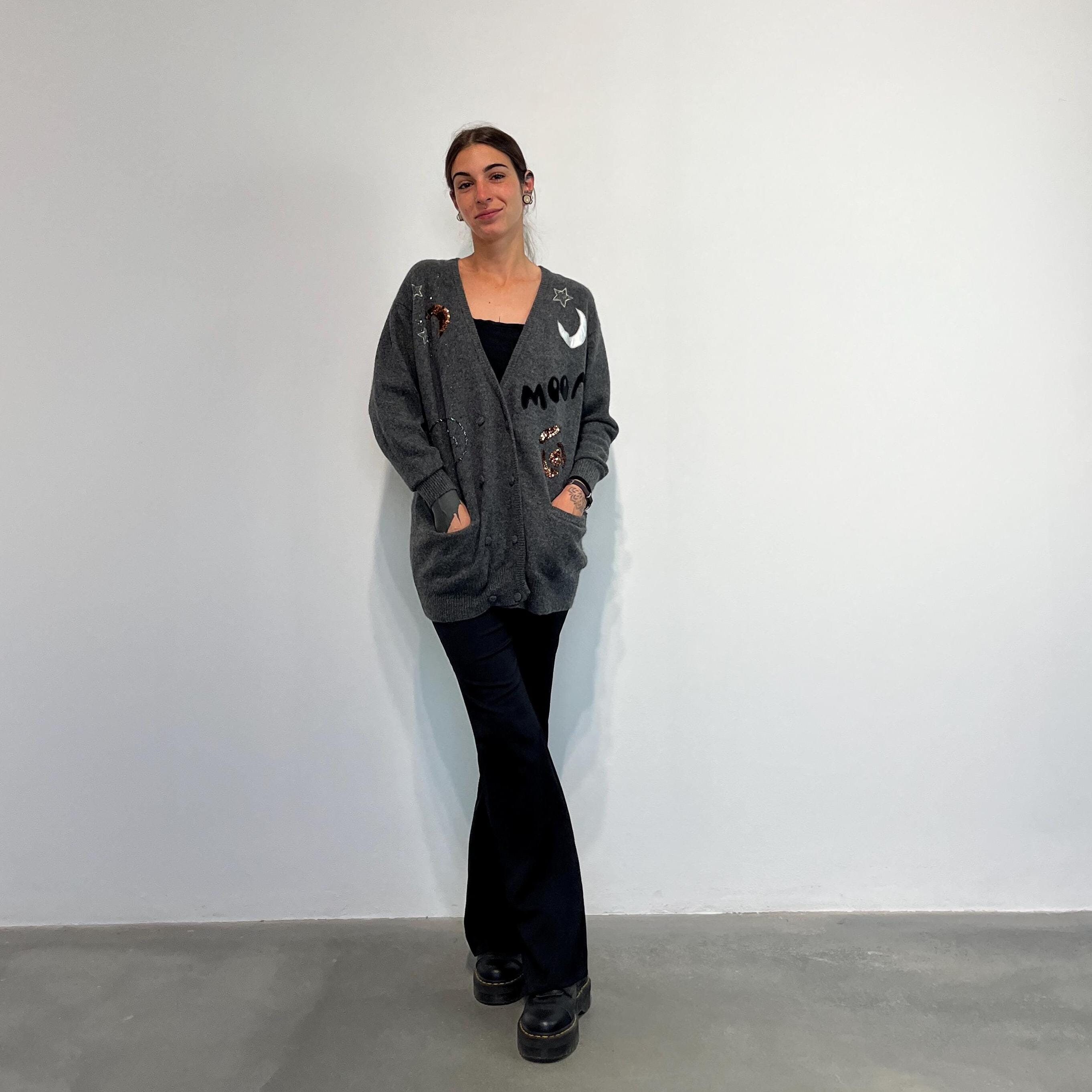70% Lambswool - 20 Angora Vintage Embroidered Cardigan