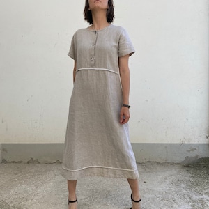Robe vintage 100% LINEN / robe d’été en lin femme / robe femme en lin long / robe d’été en lin / robe d’été longue beige
