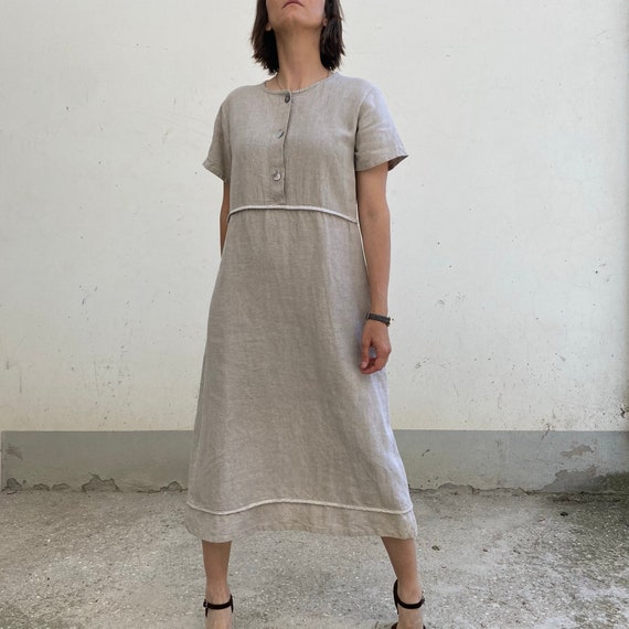 100% LINEN Vintage dress / summer linen dress / l… - image 4
