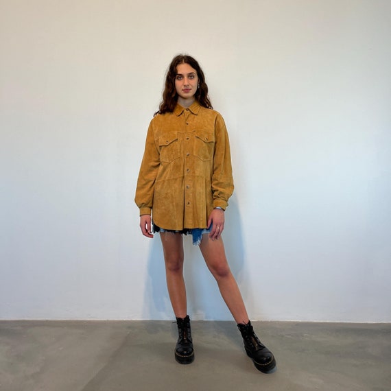 Giacca Camicia in renna vintage giacca donna camoscio cammello