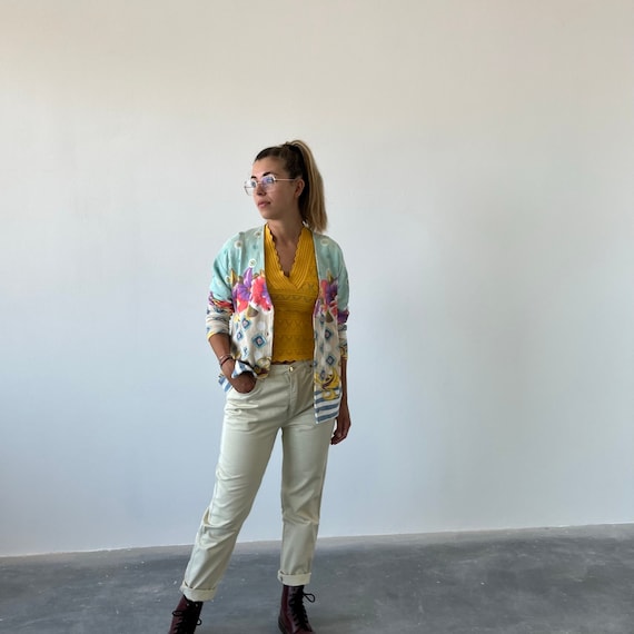 100% cotone Cardigan vintage / cardigan donna vintage a fiori / cardigan vintage cotone / cardigan in cotone a fioria / maglia fantasia