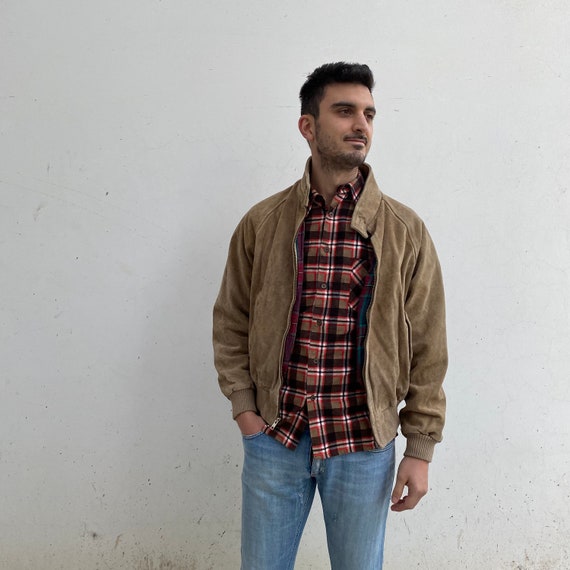 SUEDE LEATHER Ralph Lauren Bomber vintage 90s Mili