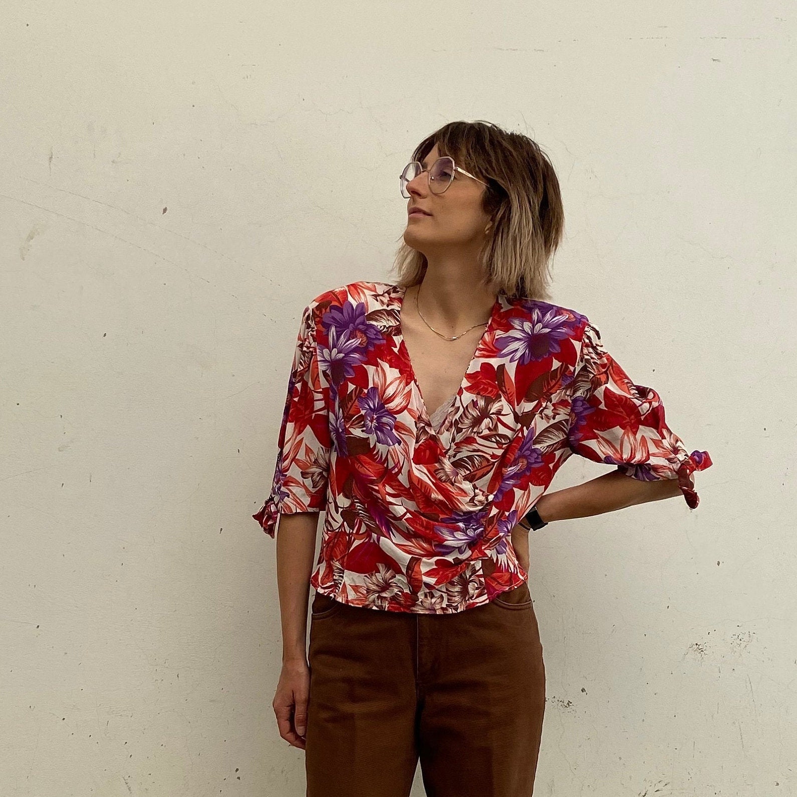 FLORAL 80s Vintage Shirt / Vintage 