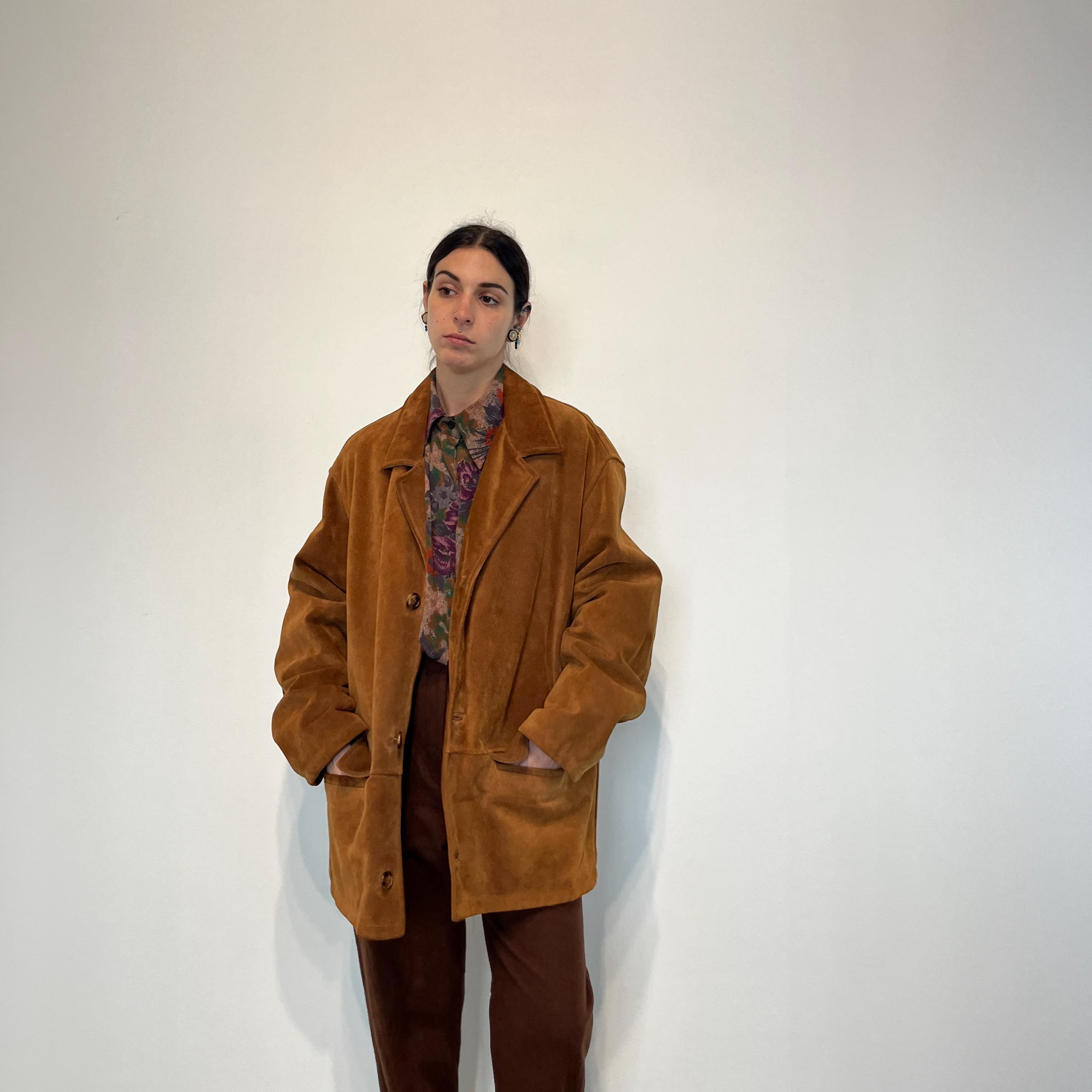 Oversized Brown Vintage Suede Jacket / Vintage Leather Blazer